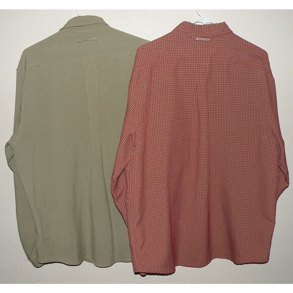 Lot 2 ExOfficio Men’s Large LS Button Fishing Shirts Green Red Plaid - Picture 3 of 3